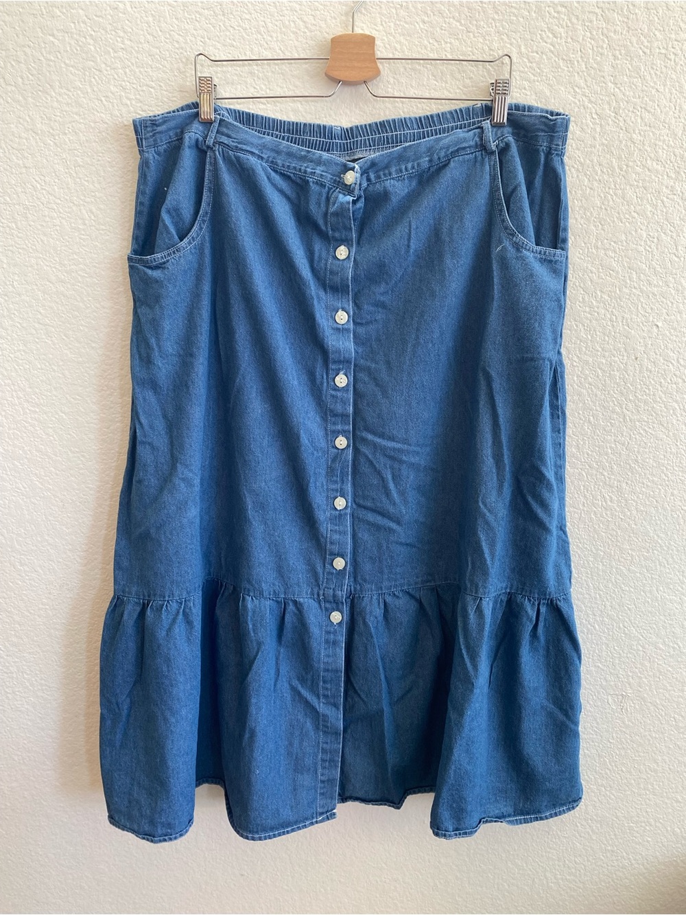 Button-Front Denim Skirt